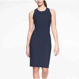 Athleta Womens Small Stellar En Route Dress Black Scuba Knee‎ Length Sleeveless